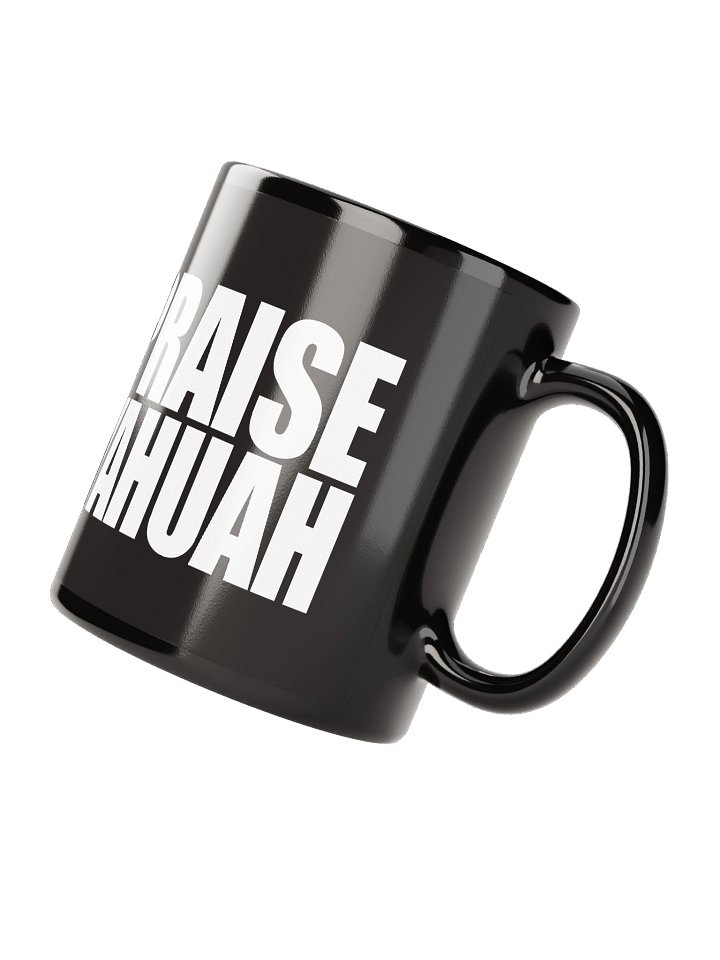 PRAISE YAHUAH Black Glossy Mug product image (3)