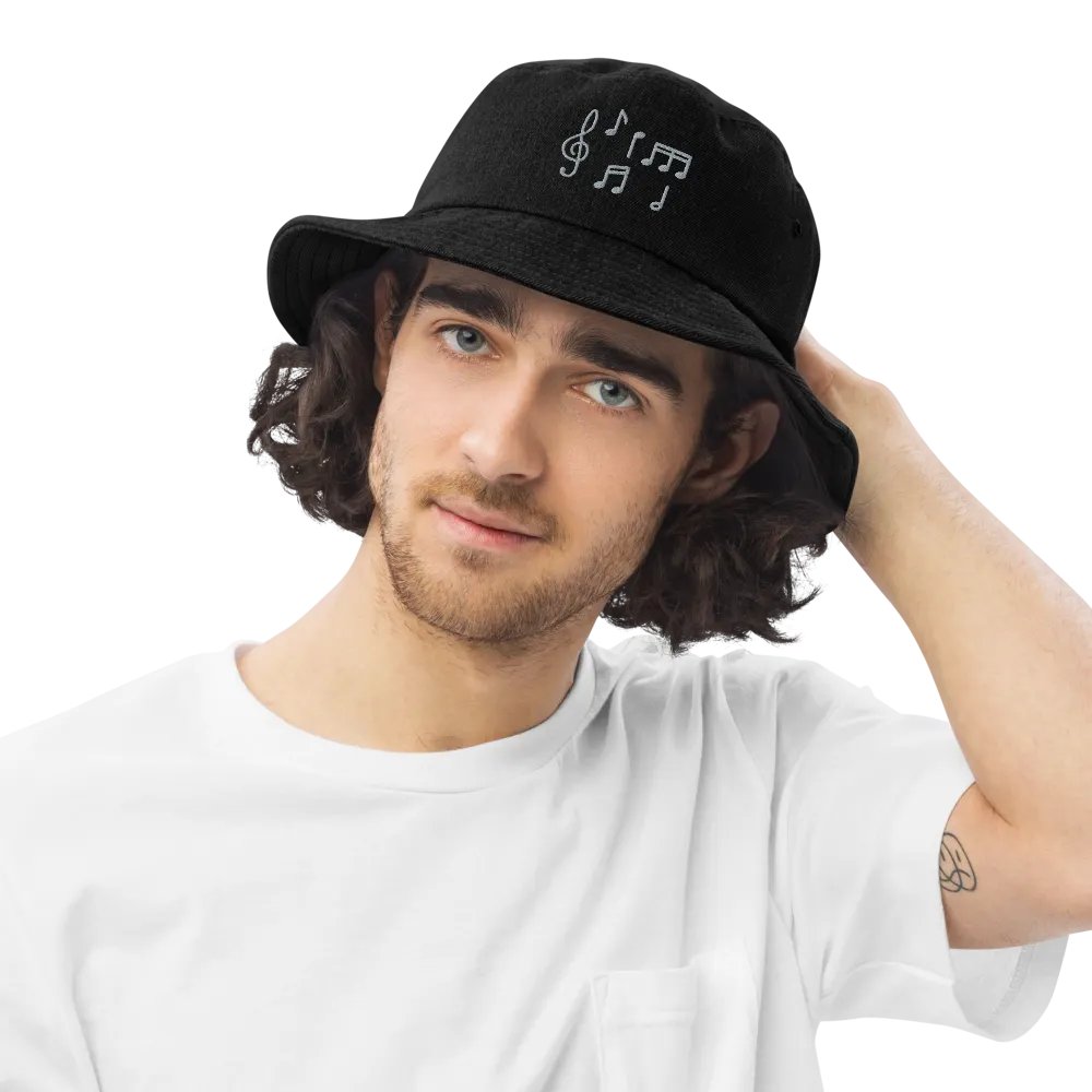 "Musical Notes" Embroidered Denim Bucket Hat product image (4)
