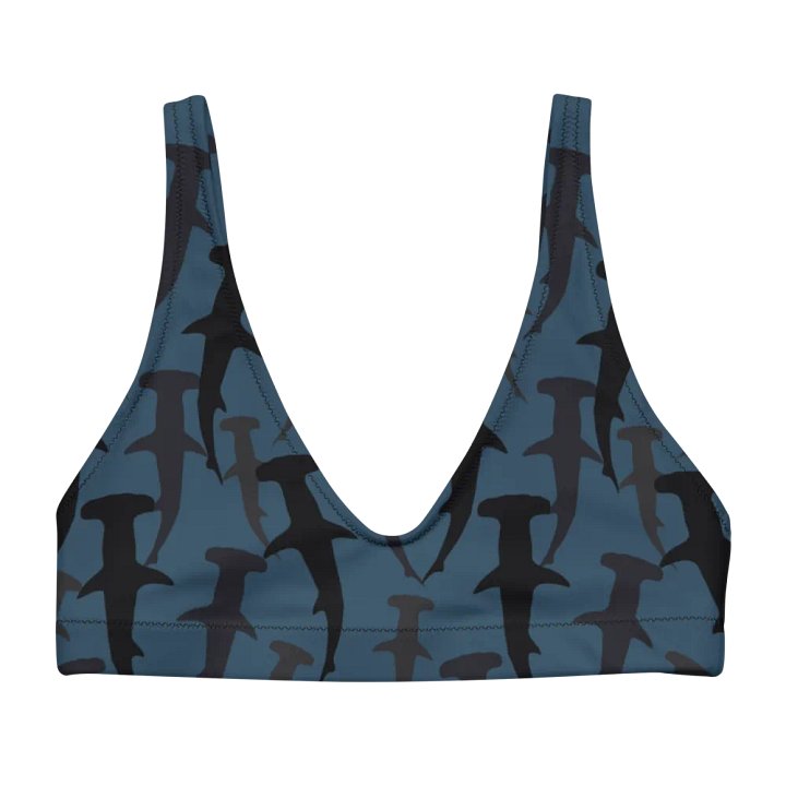 Hammerhead Sharks - Dark Ocean - Recycled Polyester - Padded Bikini Top product image (1)