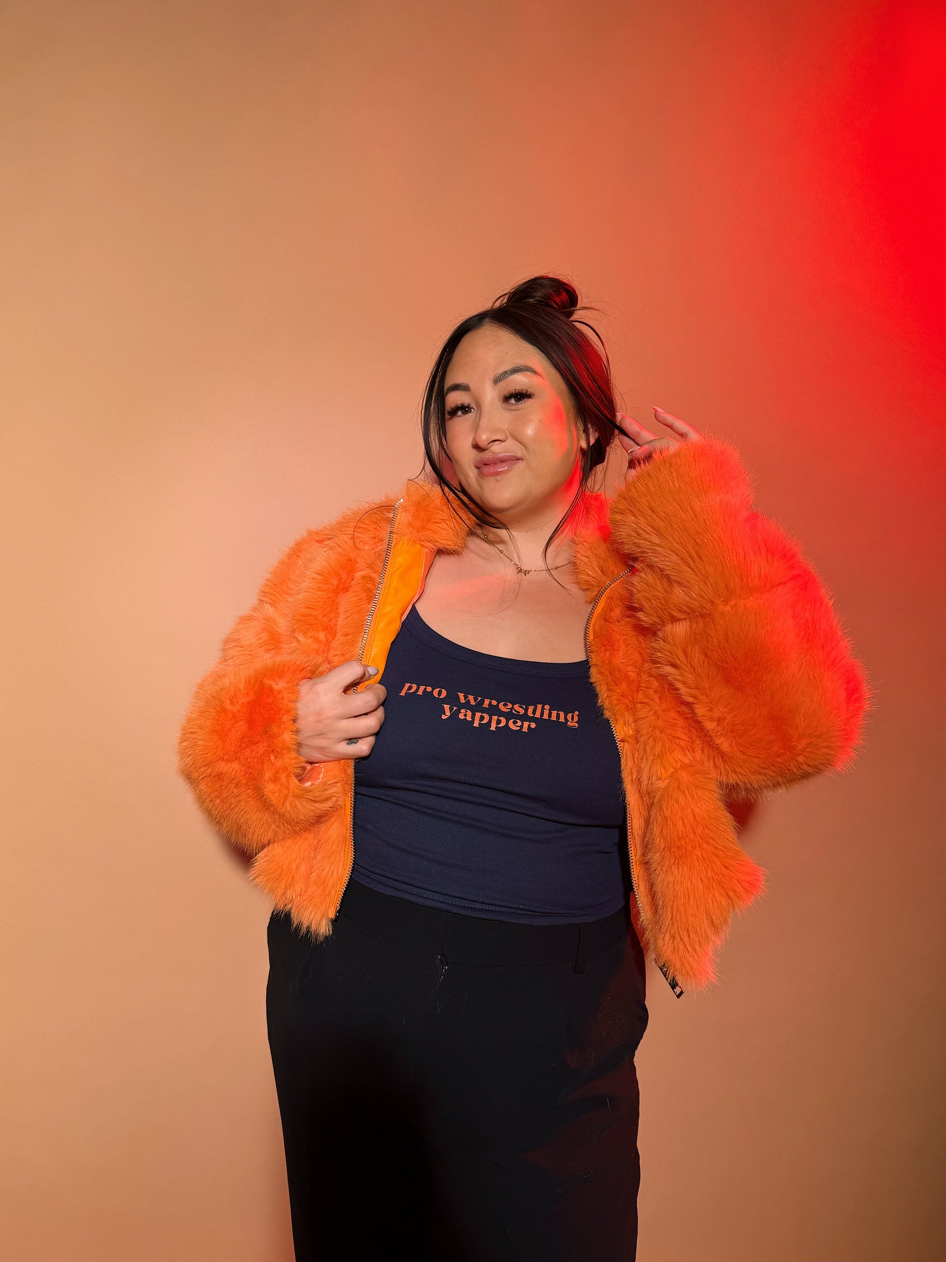 Pro Wrestling Yapper Micro Ribbed Tank Top (Tangerine Font) product image (10)