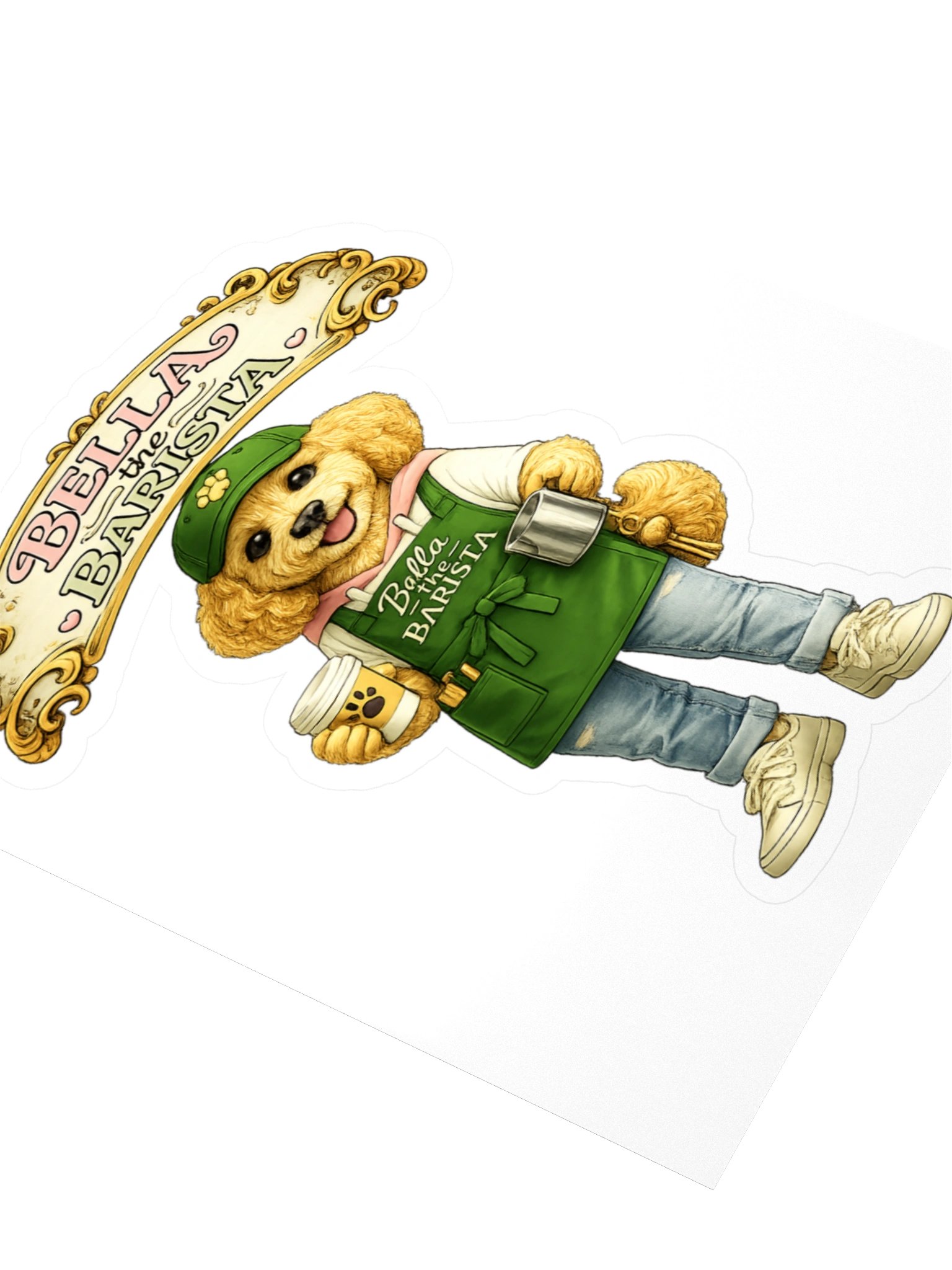 Bella the Barista Dog Kiss Cut Sticker product image (3)