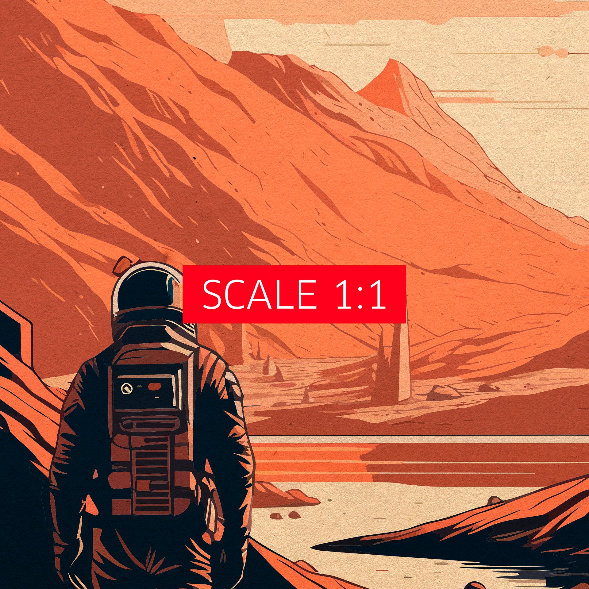 Mars, colony, astronaut — Vintage space poster product image (4)