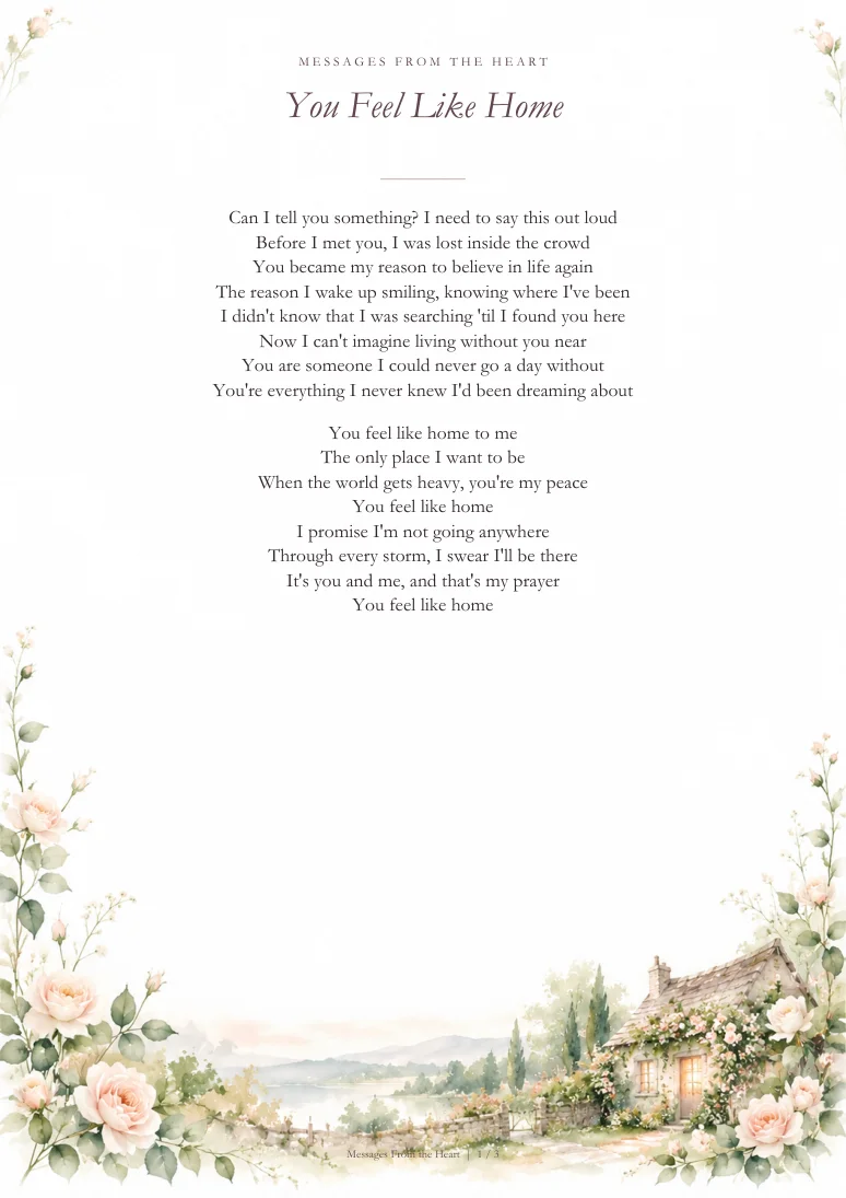 You Feel Like Home — MP3 + Printable Lyrics product image (2)