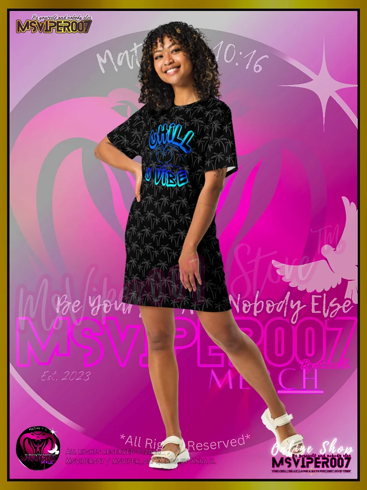 T-SHIRT DRESS - MSVIPER007'S "CHILL & VIBE™" (black/oasis blue | V2 ) T-SHIRT DRESS BY ANNA H. product image (1)