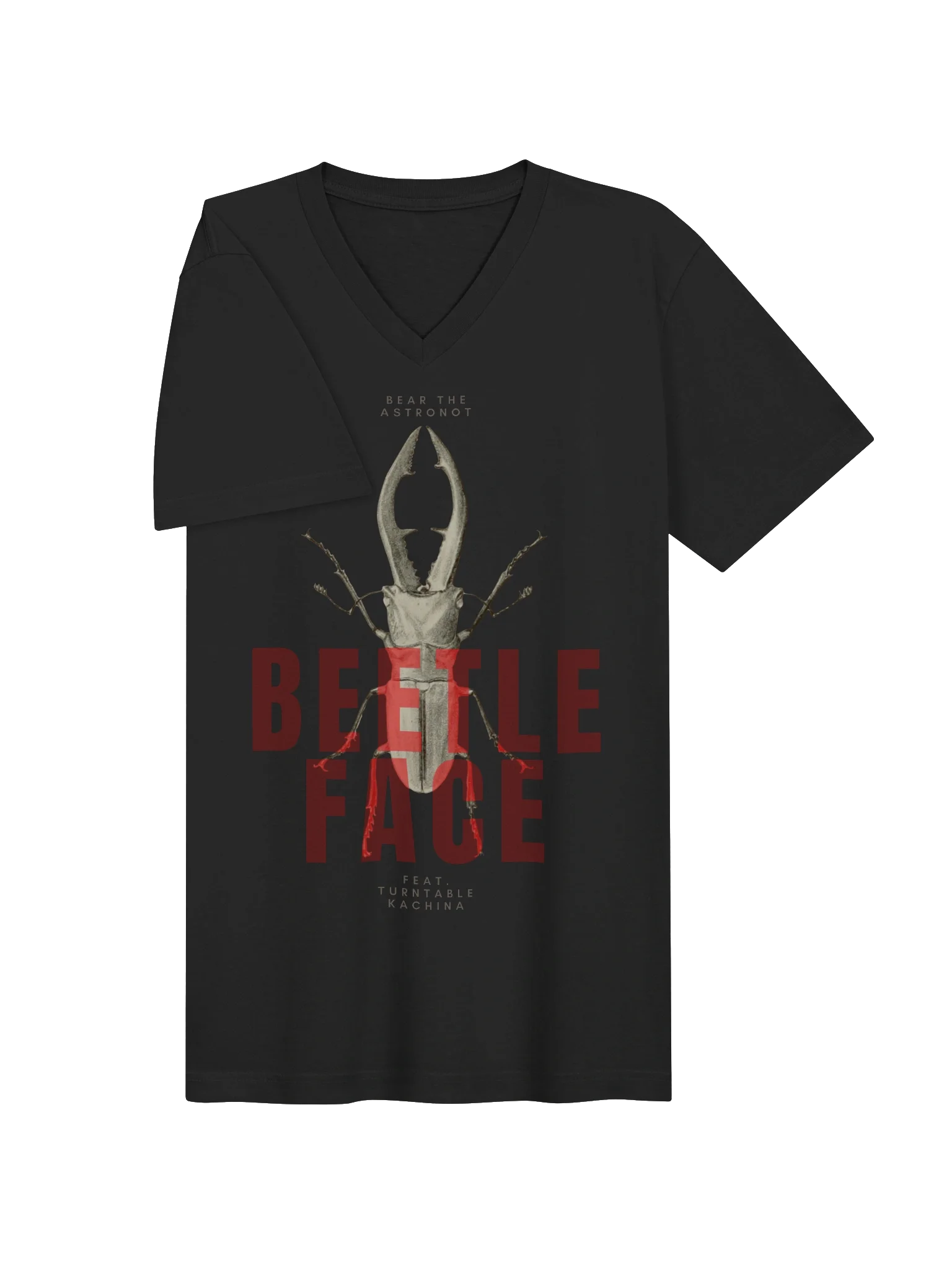 Bear the Astronot & Turntable Kachina BEETLE FACE V-neck T-shirt — view 3