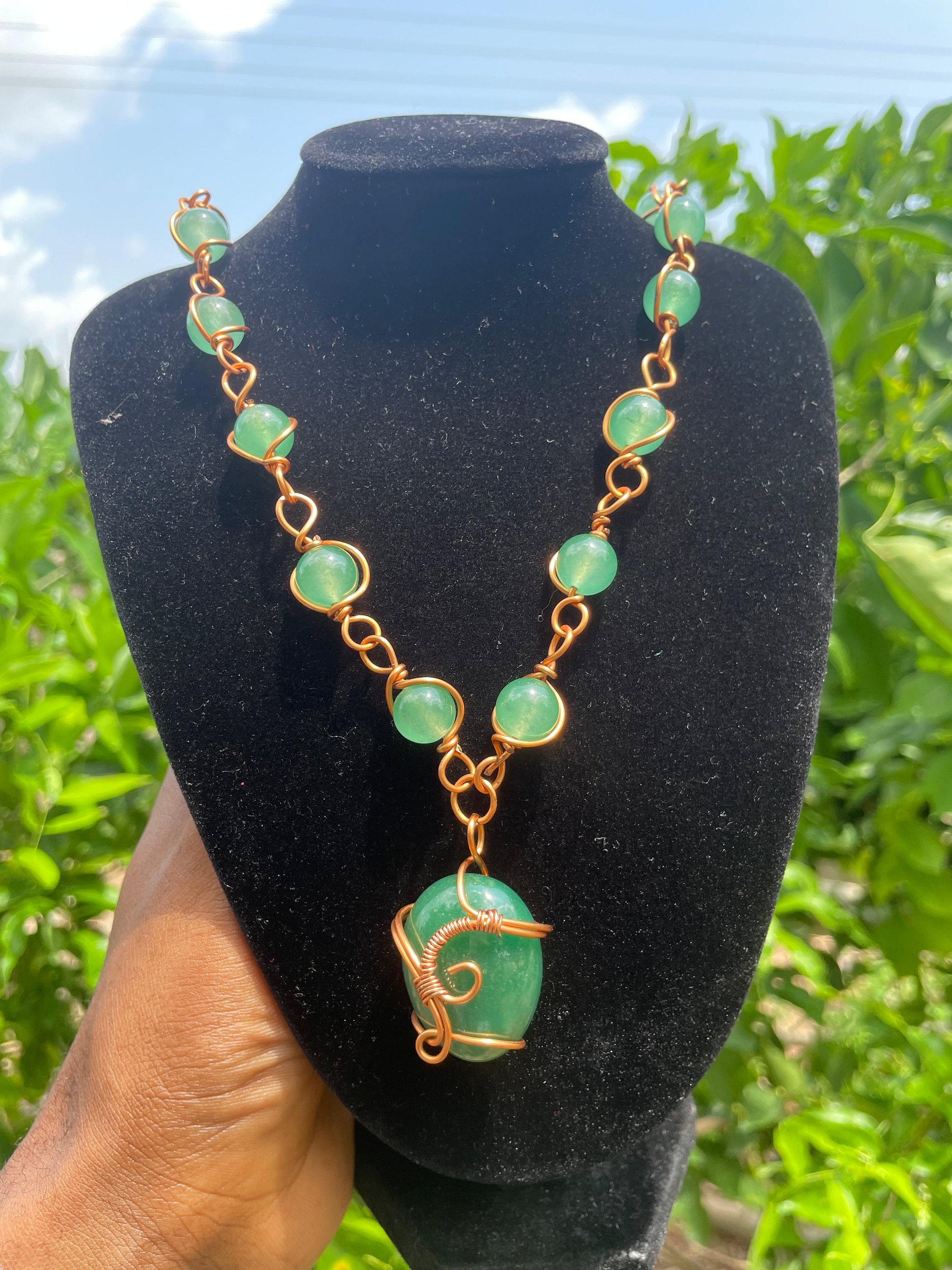 Green Aventurine wire wrapped necklace product image (3)