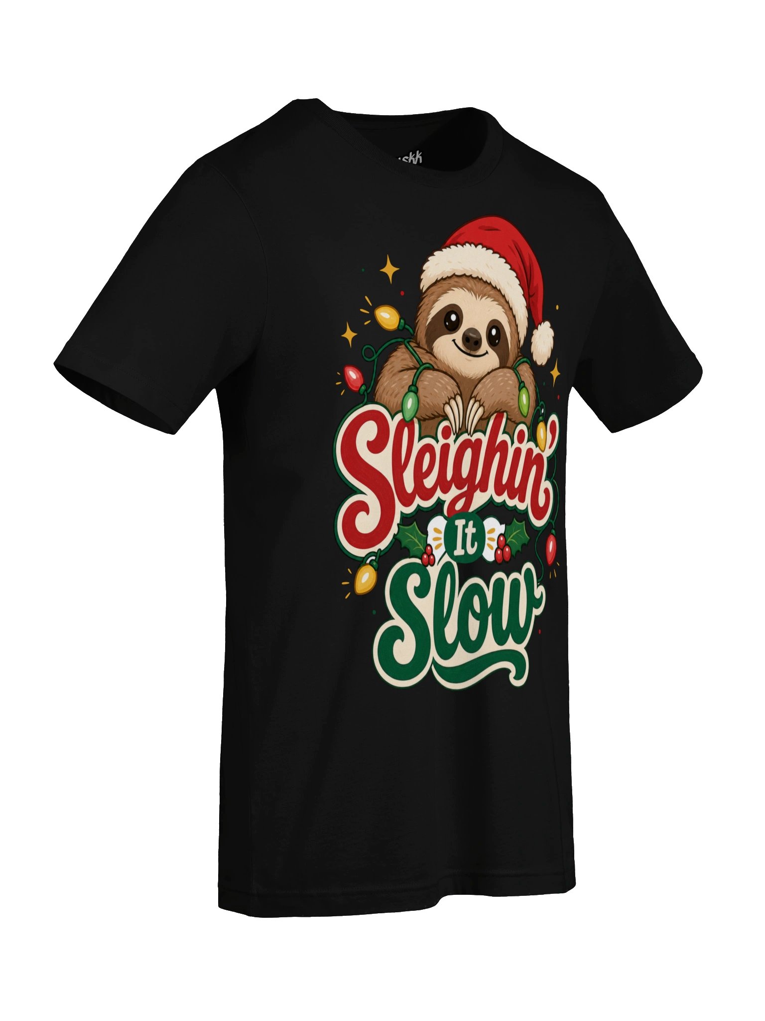 Sleighin It Slow Sloth Christmas Tee product image (66)
