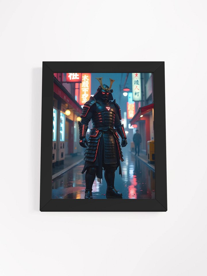 Neon Samurai: Futuristic Armor Matte Poster product image (1)