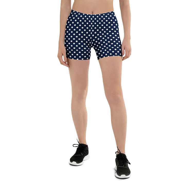 Navy Daisy All-Over Print Women’s Fitted Shorts product image (1)