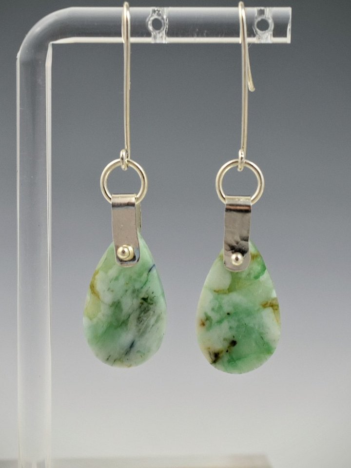 Sterling Silver Chrysoprase Teardrop Earrings – Light and Airy Elegance product image (2)
