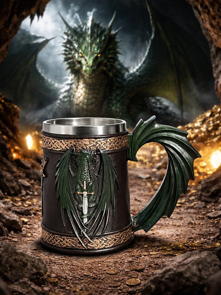 The Armored Kingdom Green Dragonlord’s War Mug(16oz)-Sturdy-Heavyweight Feel-Premium Finish product image (1)