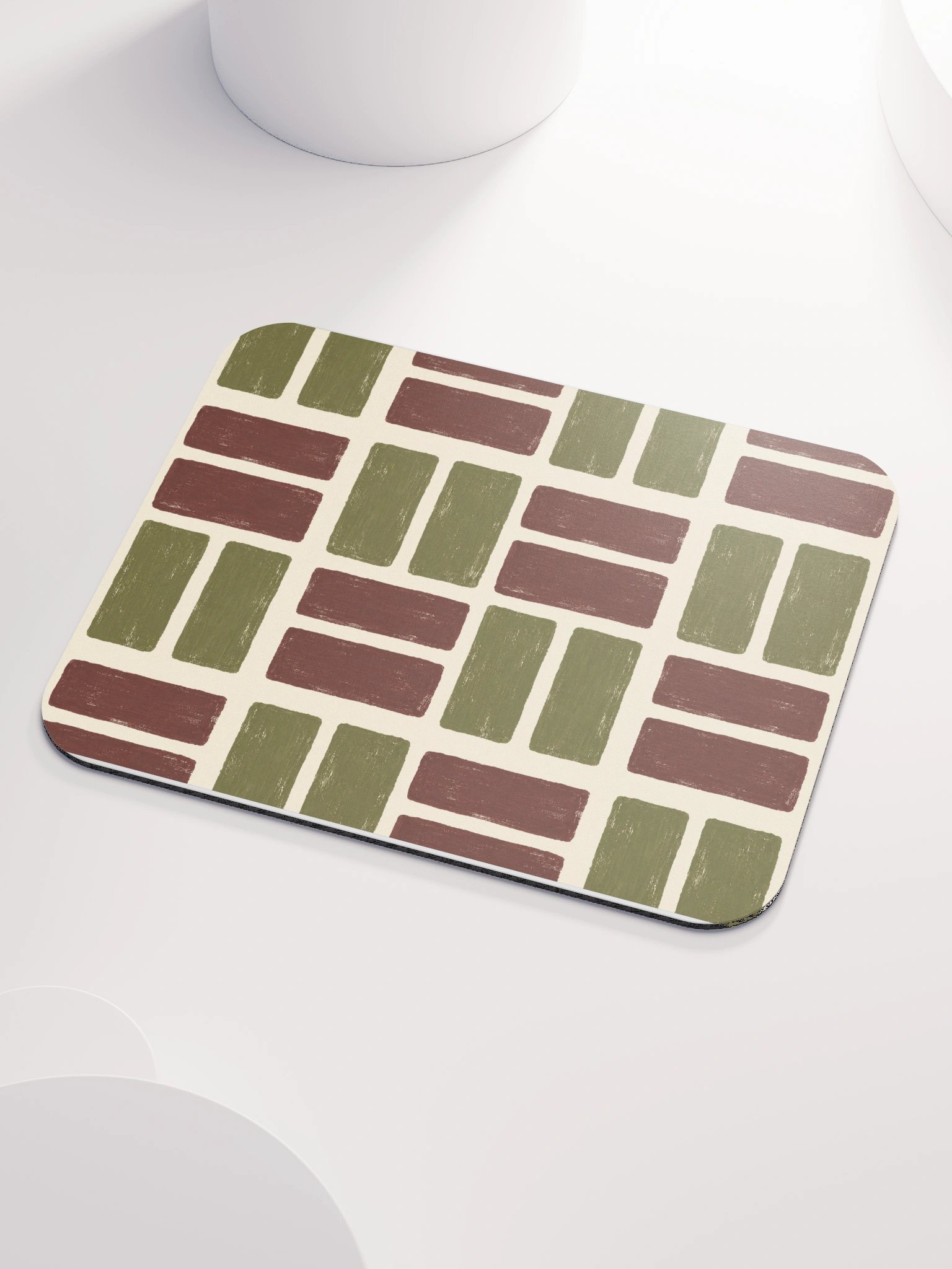 Olive Weave Classic Mouse Pad — Olive & Burgundy Check product image (3)