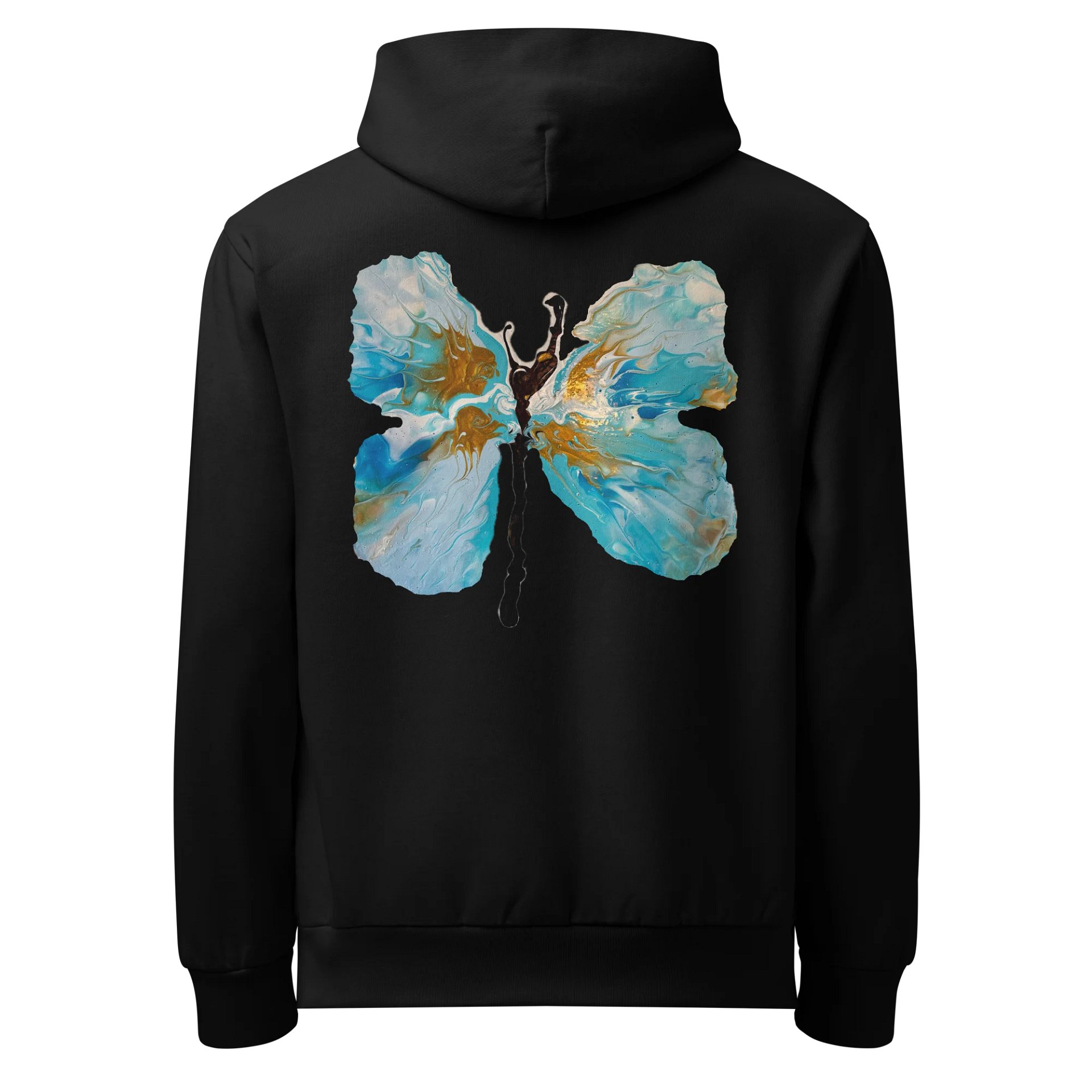Urban Gold and Blue Butterfly Hoodie product image (6)