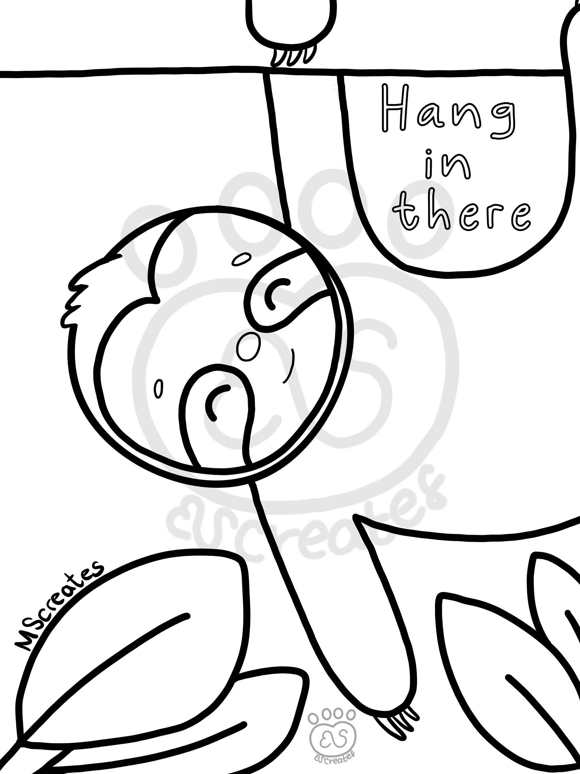 Sloth- mental health coloring page product image (4)