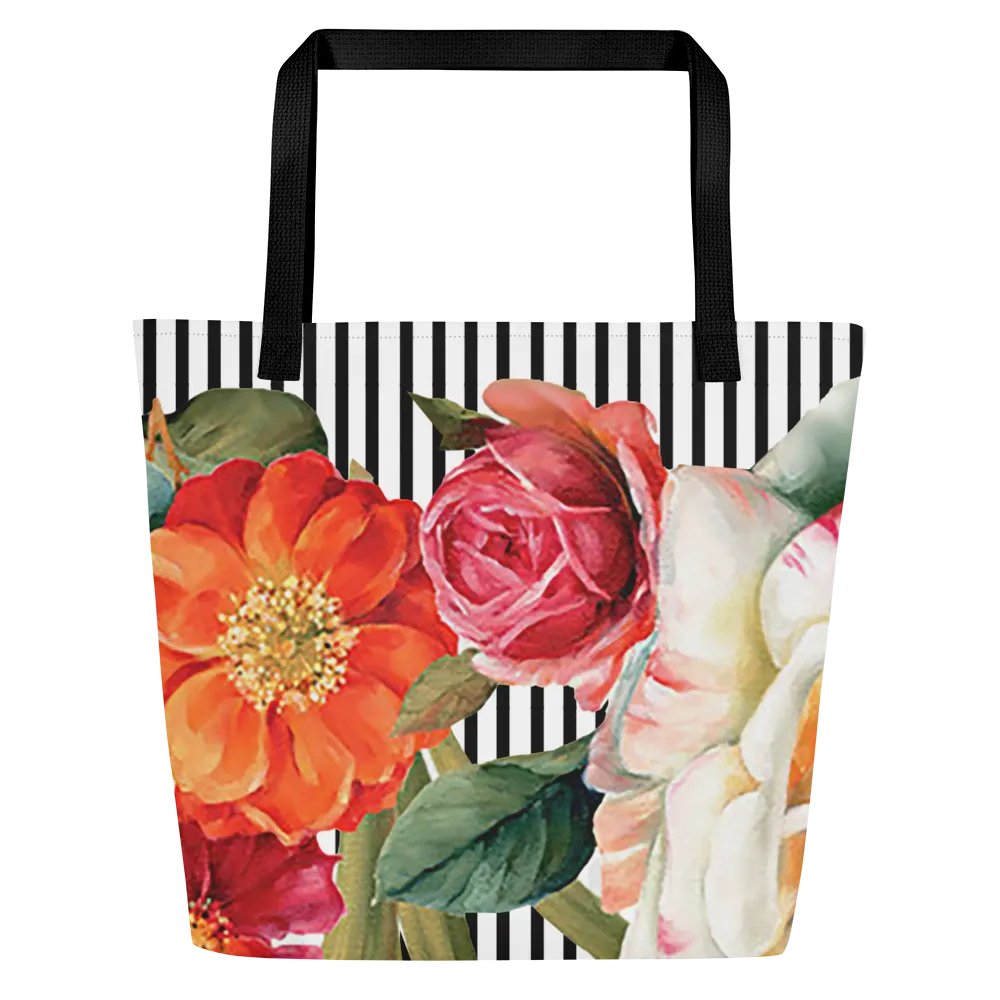 Striped Floral Garden Tote Bag product image (1)