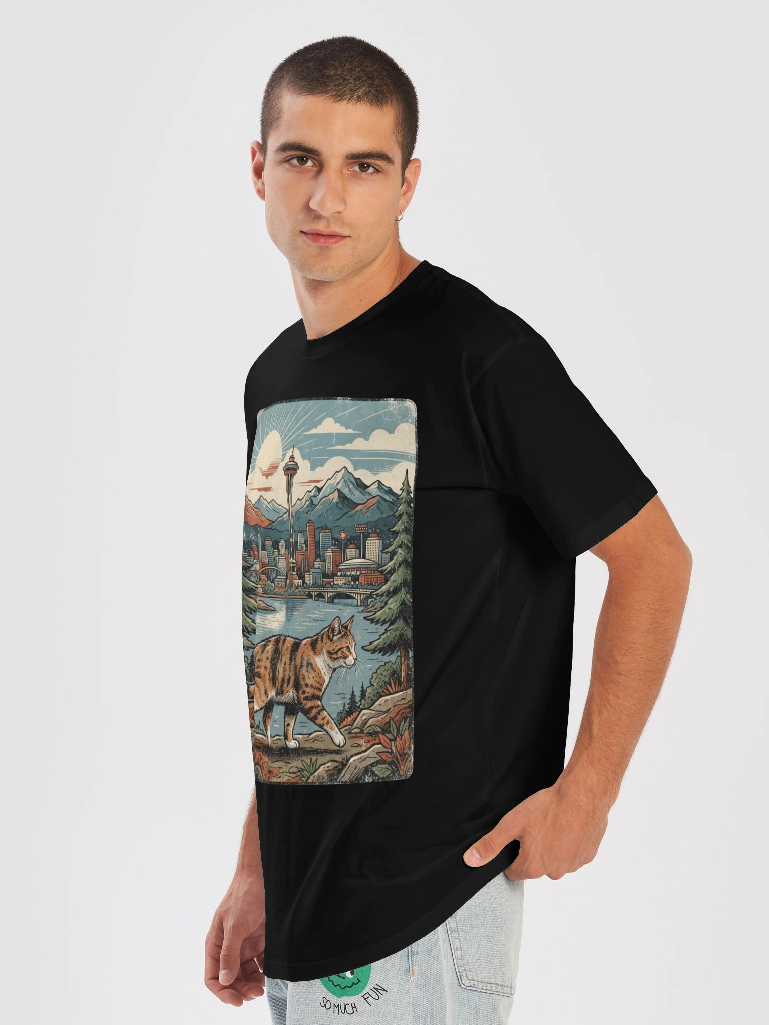 Vintage Seattle Cat Graphic T-Shirt product image (2)