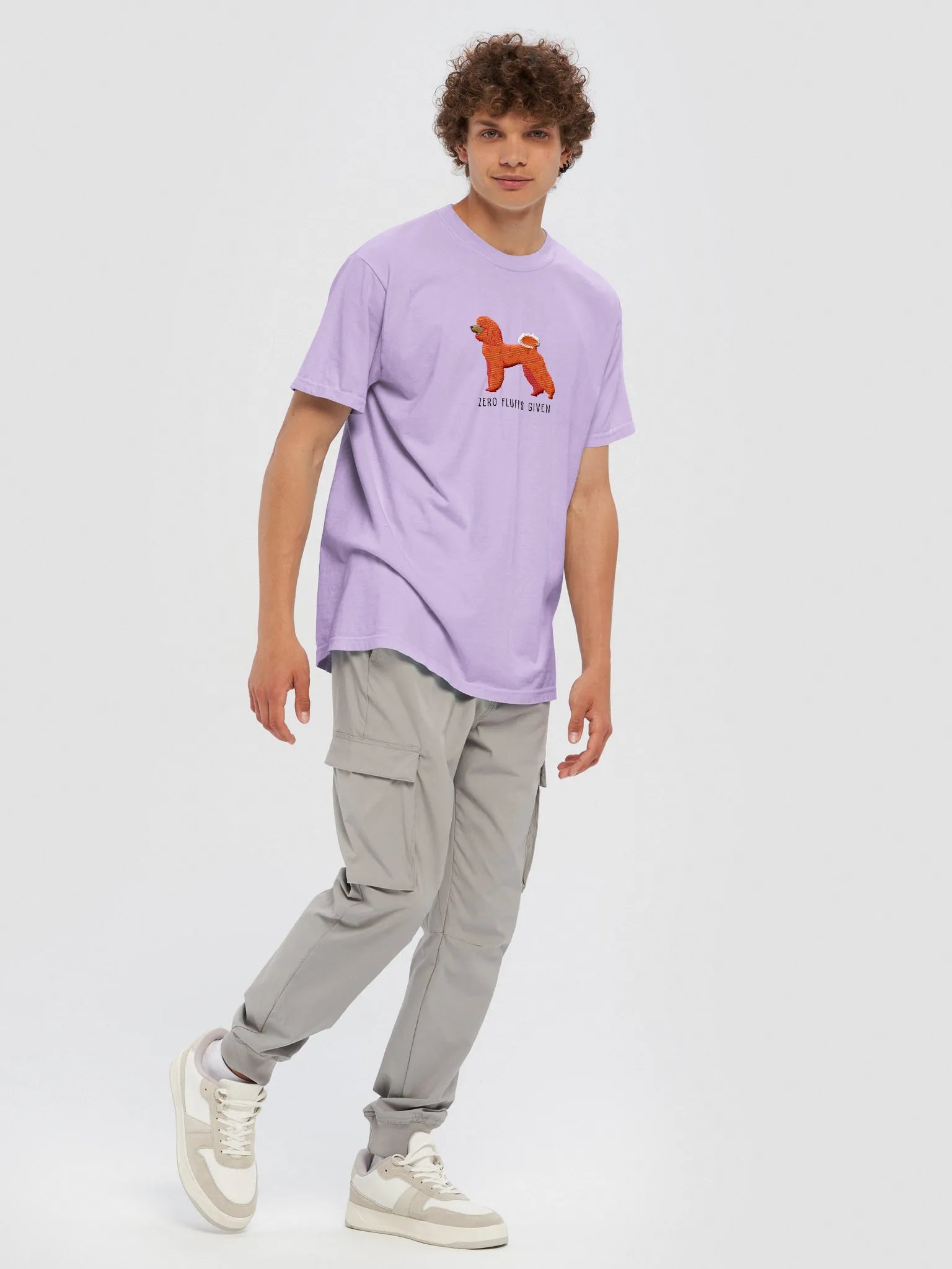 Zero Fluffs Given T-Shirt(Embroidered) of a Miniature Poodle(Red) product image (9)