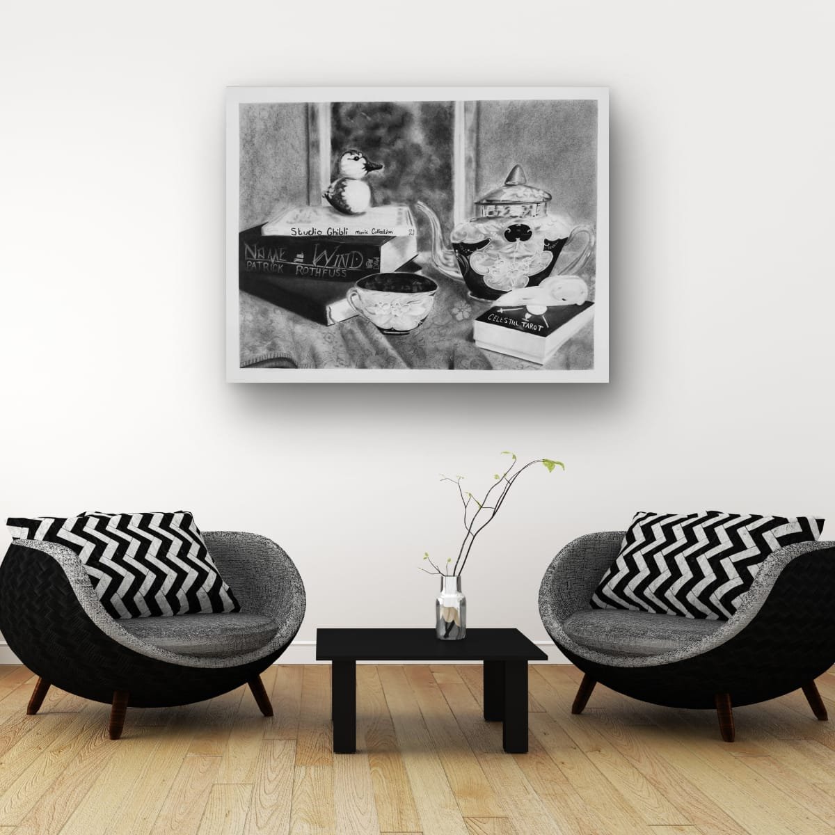 Millennial Still Life Charcoal Art Print product image (6)