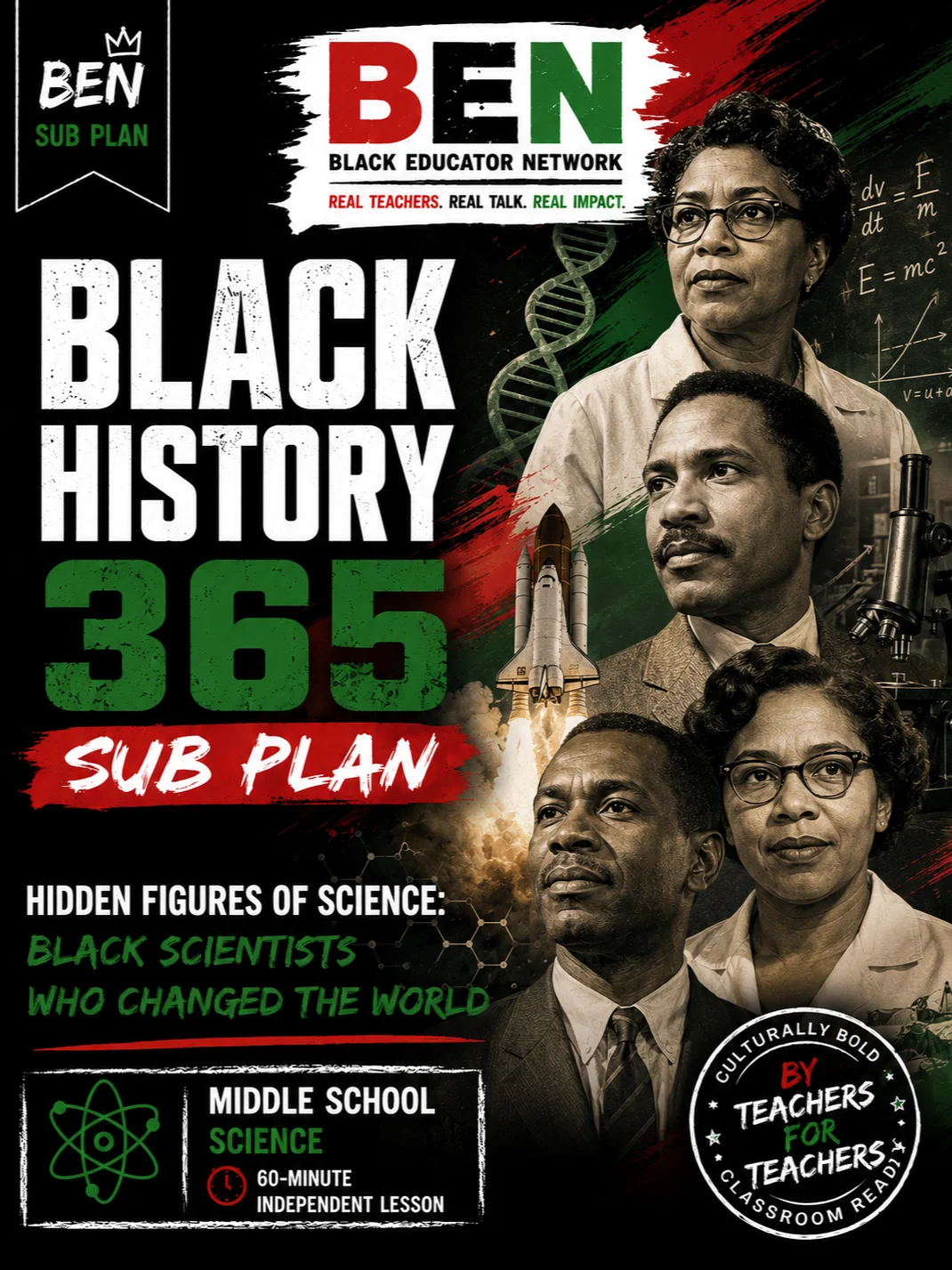 Black History 365 Sub Plan: Hidden Figures of Science | Middle School Science| 60-Minute Lesson product image (1)