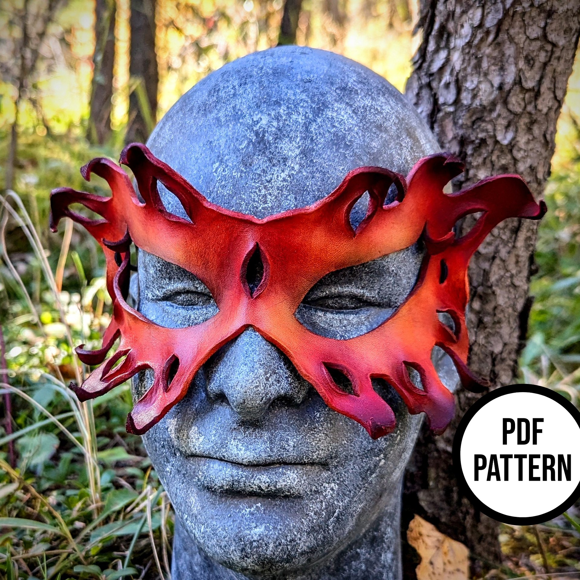 Flames Mask PDF Pattern for Leather product image (3)