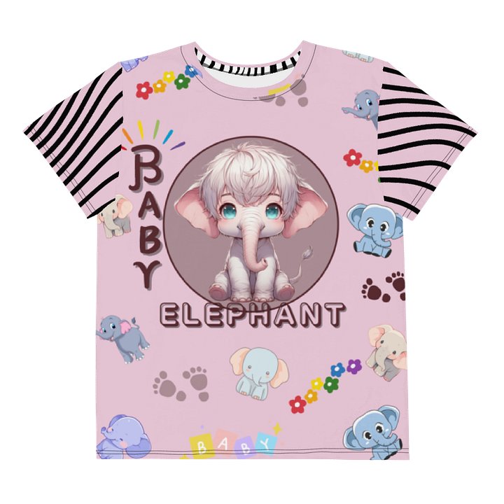 KIDS- GIRL TEE -BABY ELEPHANTS ( PINK) - All-Over Print Youth Crew Neck T-Shirt product image (1)