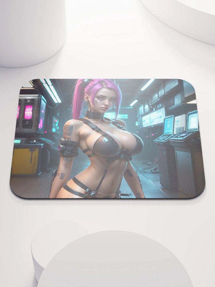 Cyberpunk Purple Hair Mouse Pad product image (2)