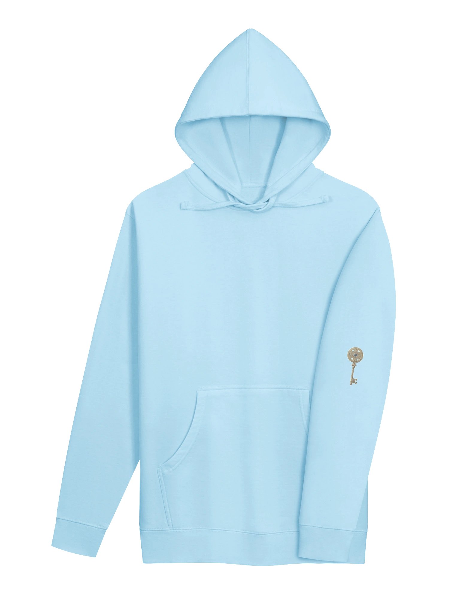 The Gatekeeper’s Key – Blue Aqua Reverse Edition (Back + Left Sleeve Print) | Unisex Midweight Hoodie product image (4)
