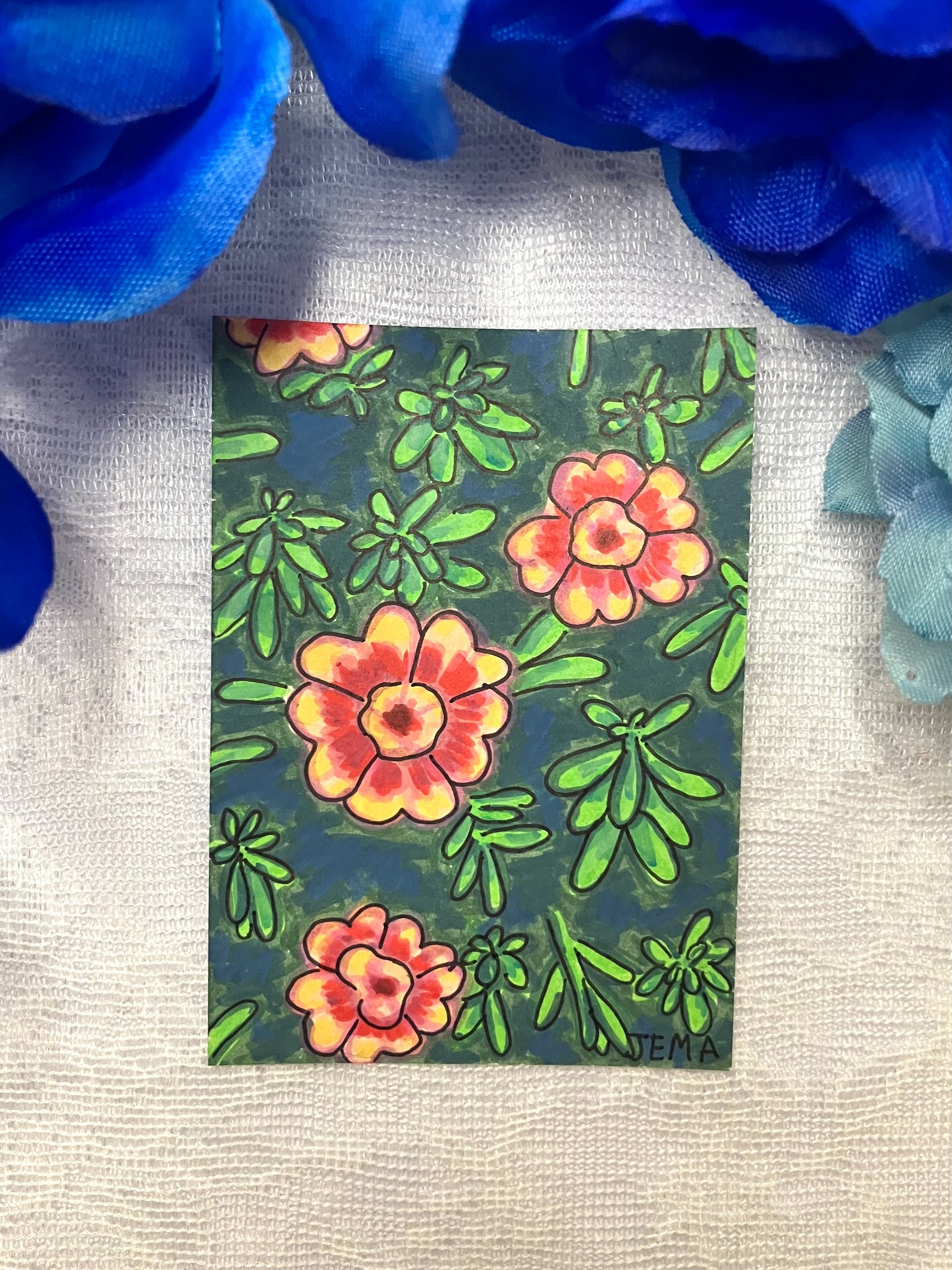 Bright Blooms ACEO Original Marker Art product image (4)
