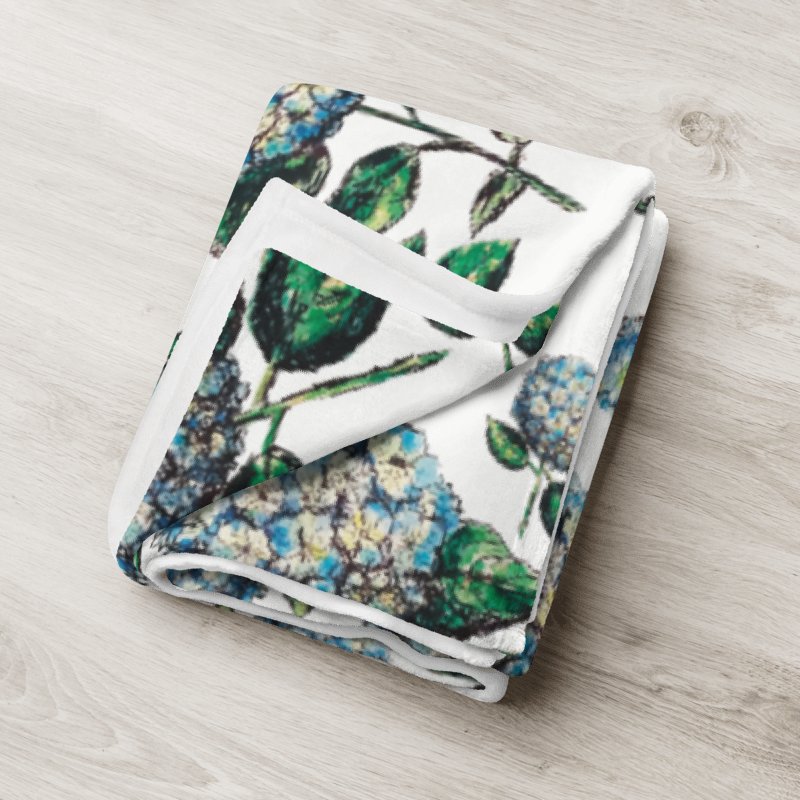 Blue Hydrangeas | Coastal Floral Throw Blanket in Soft Fleece product image (8)