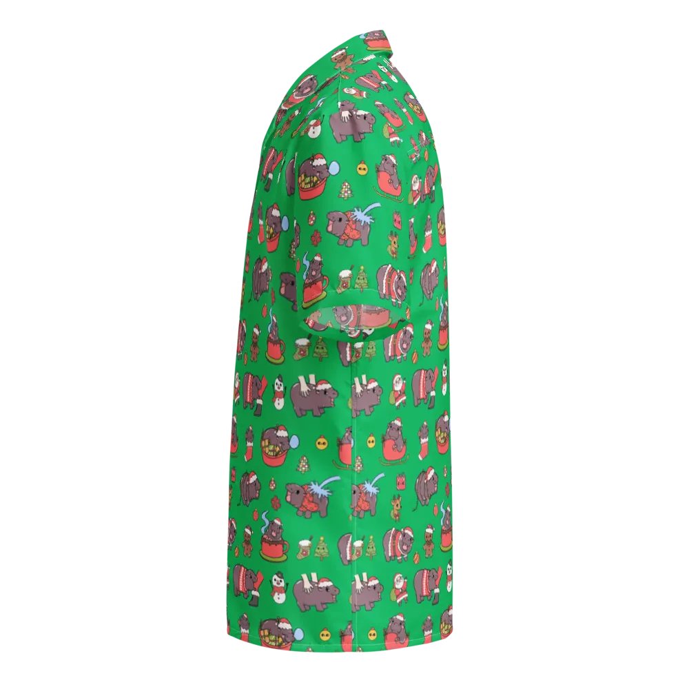 MOODENG'S GREEN CHRISTMAS HAWAIIAN SHIRT! product image (4)