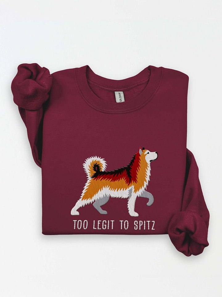 Too Legit to Spitz Sweatshirt (Embroidered) of an Alaskan Malamute(Sable & White) product image (1)