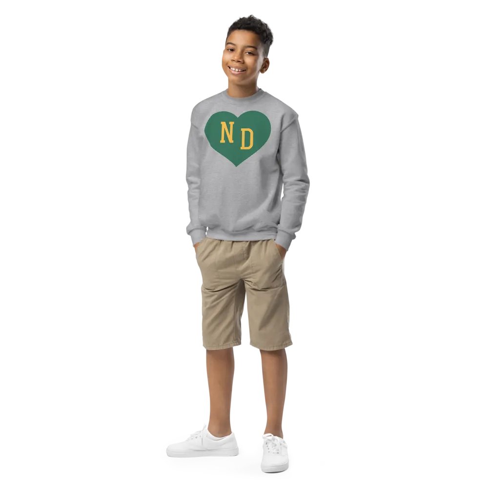 ND Heart Small Green Youth Unisex Sweatshirt product image (1)