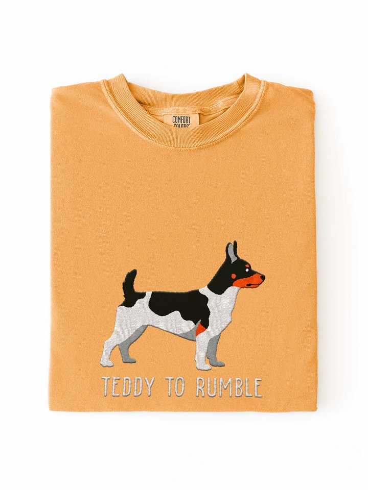 Teddy to Rumble T-Shirt(Embroidered) of a Teddy Roosevelt Terrier(Tricolor) product image (1)