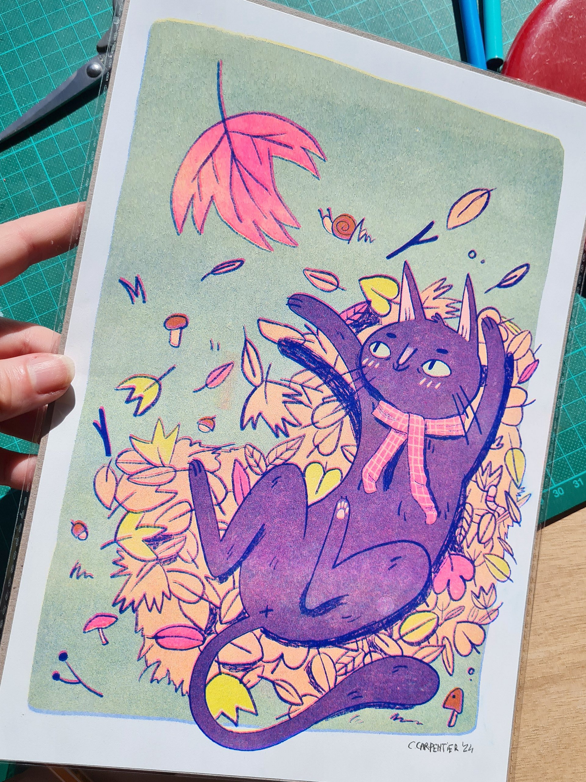 Autumn Cat Riso Print A4 product image (1)