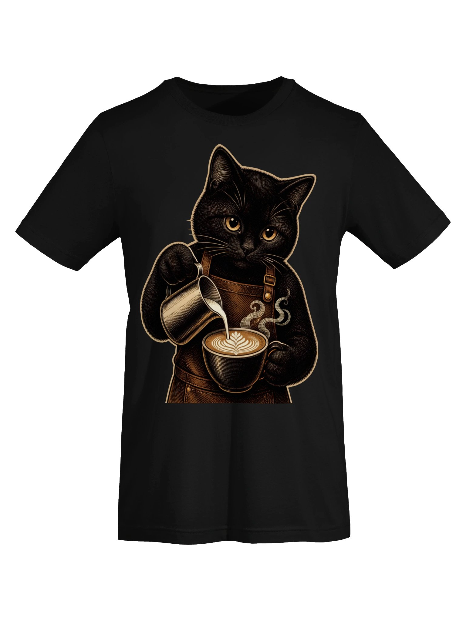 Coffee Cat Club Barista Tee | Vintage Black Cat Coffee Shirt product image (5)