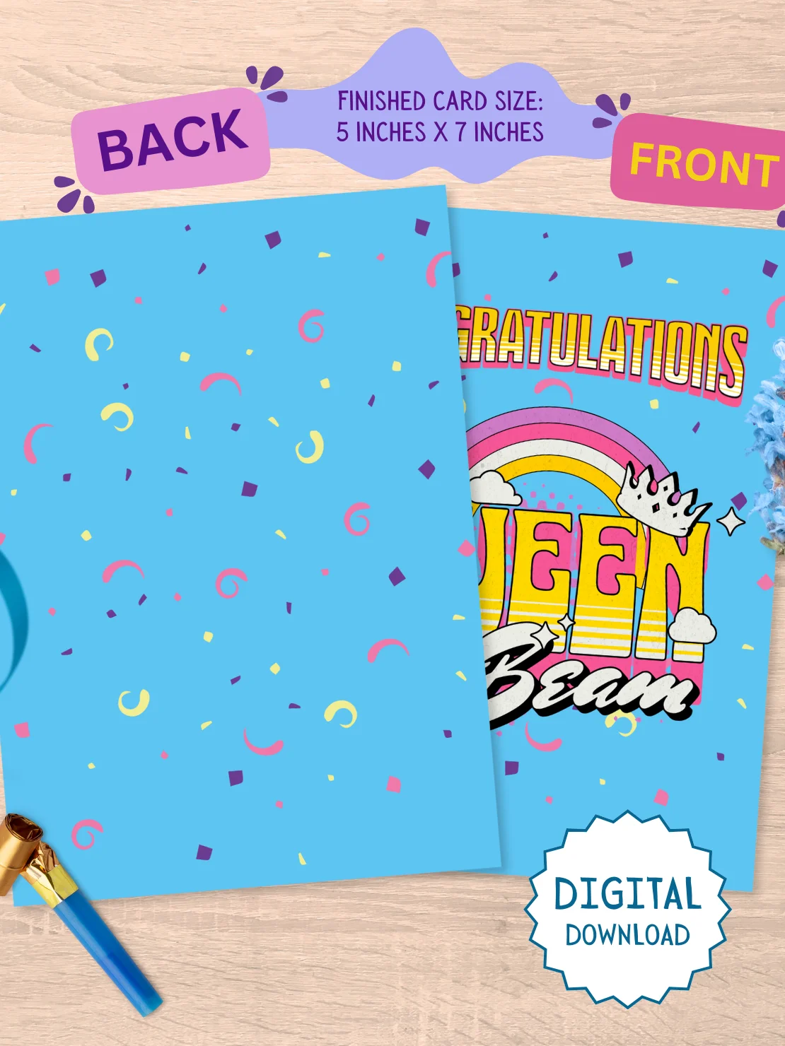 Congratulations Queen of Beam Card (Digital download) product image (2)