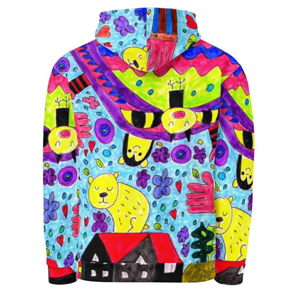 Abstract Vibrant Doodle Characters Unisex All Over Print Hoodie product image (7)