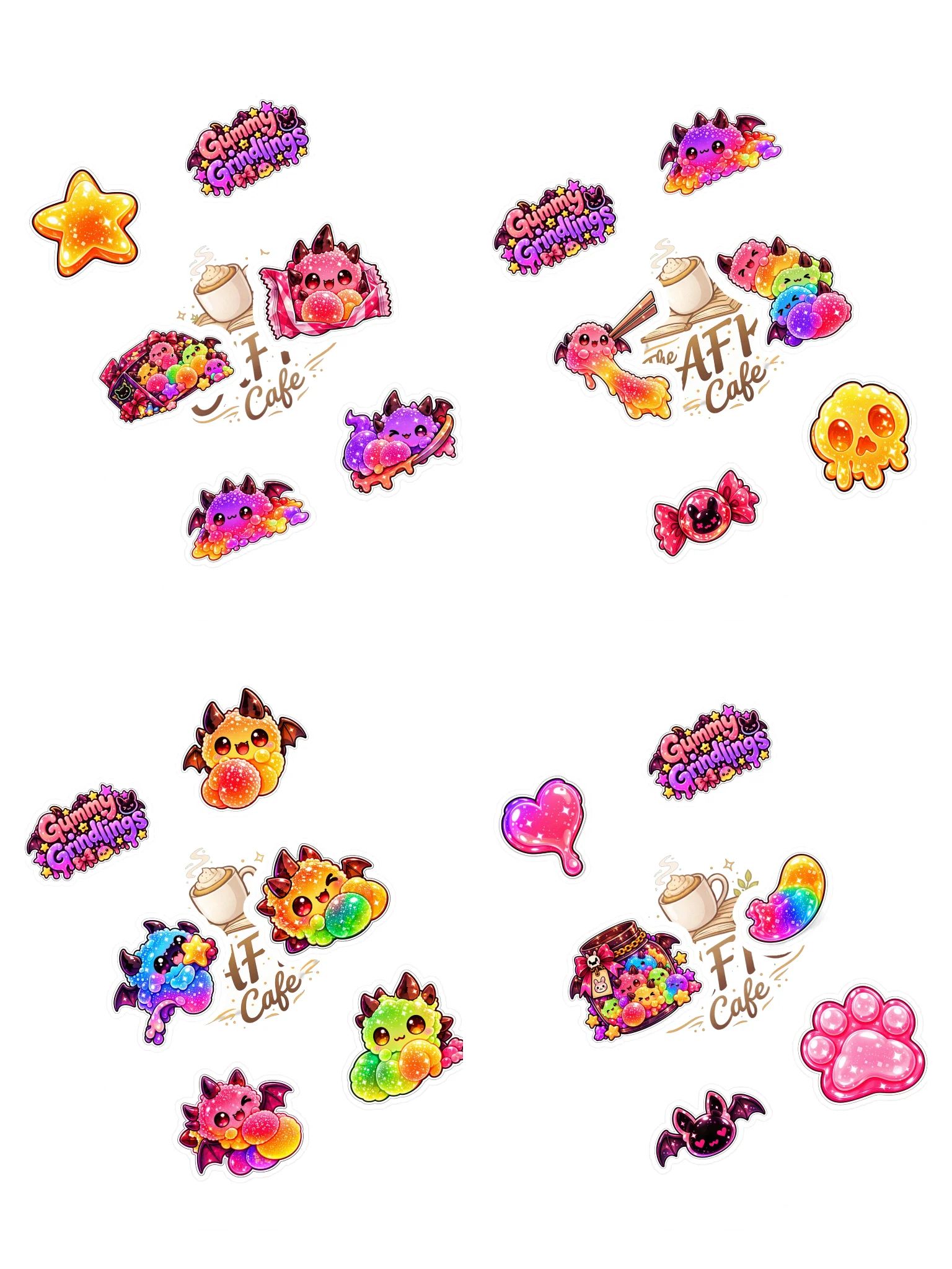 The AFK Cafe™ Gummi Grindlings | Complete 24-Piece Sticker Collection product image (1)