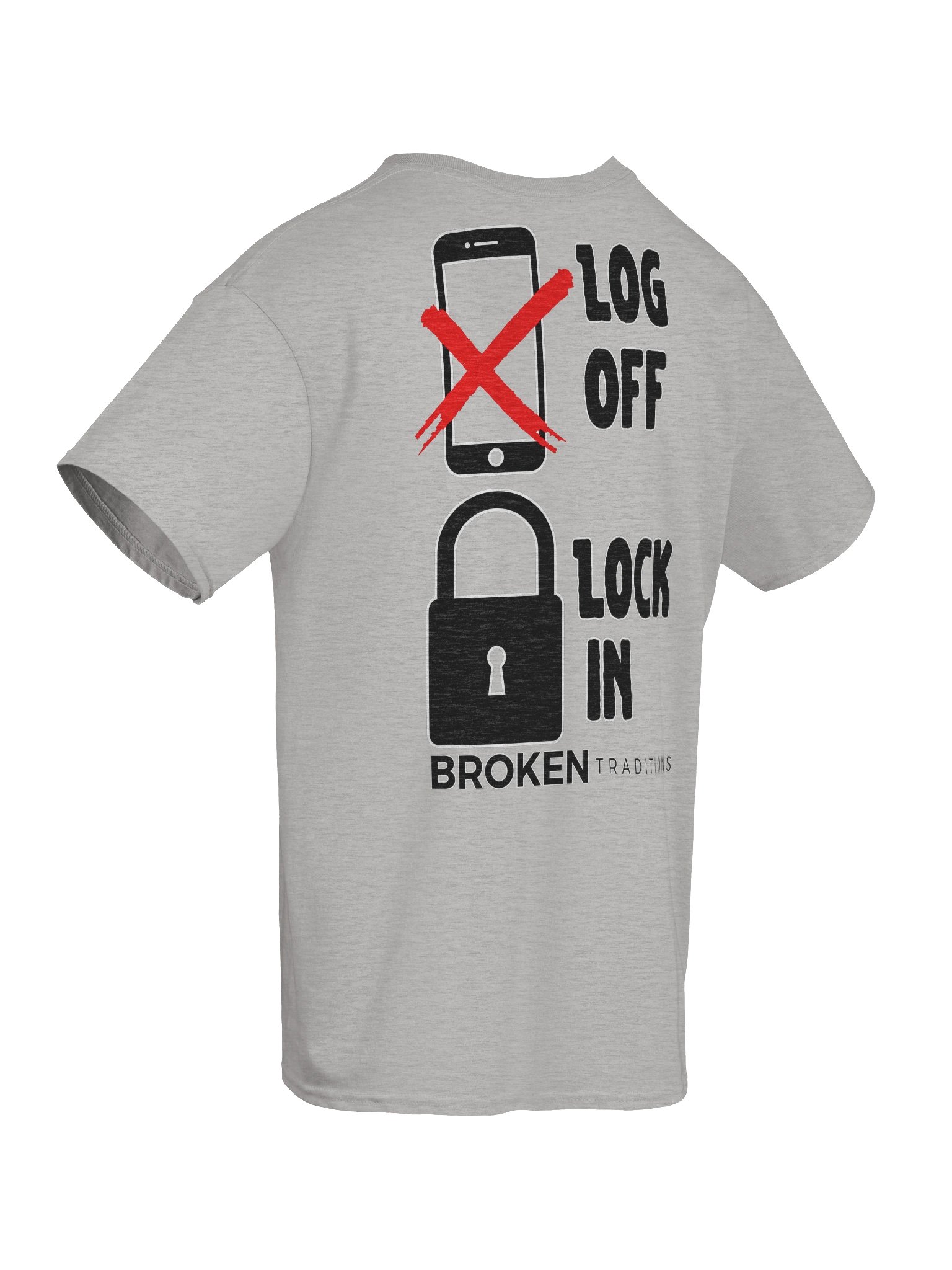 Log Off Lock In T Shirt Black Letters product image (10)