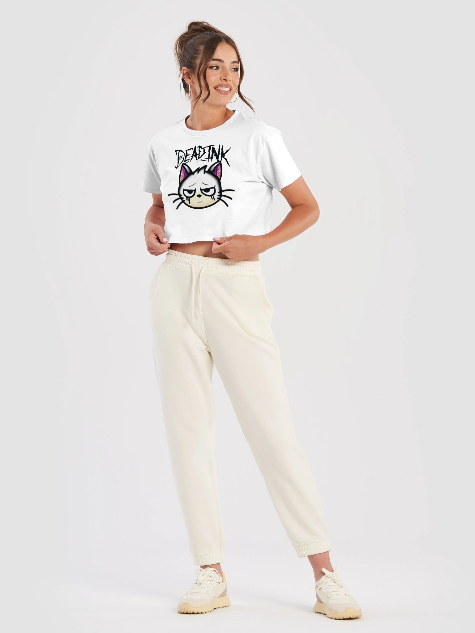 White Cat Logo Crop Tee product image (5)