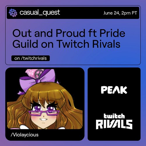 Come over for an afternoon stream and competition for Pride! We will be climbing the mountain in PEAK on Twitch Rivals at 2:0...