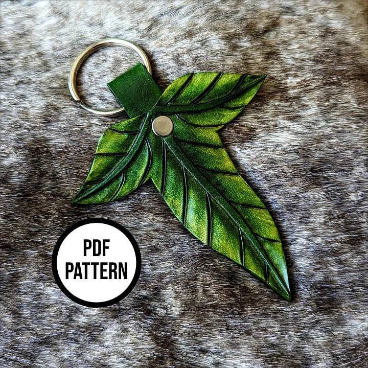 Mallorn Leaf Leather Keychain PDF Pattern product image (1)