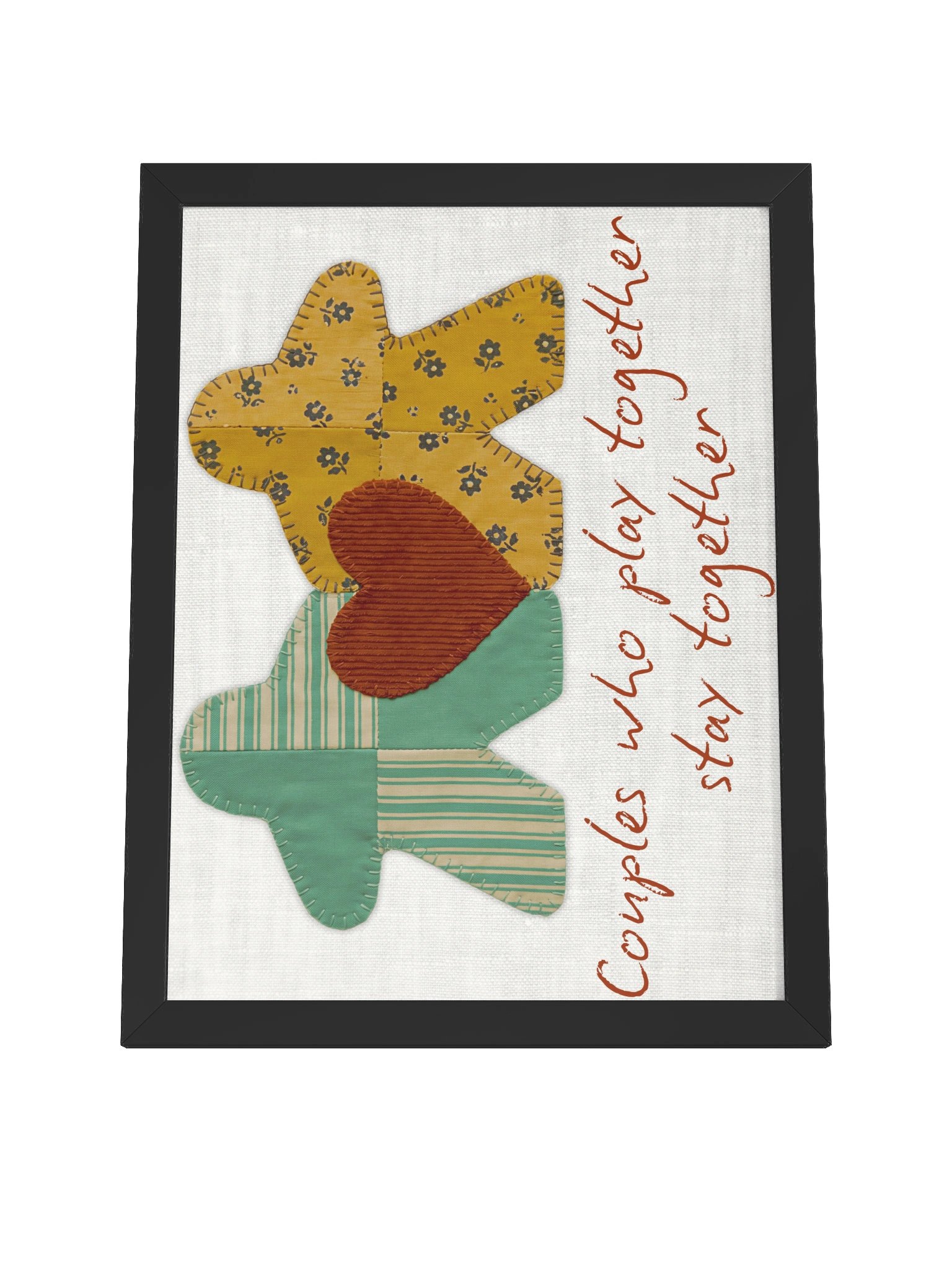 Patchwork Quilt Meeple Couple Board Game Room Poster - FRAMED product image (16)