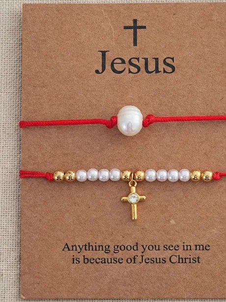 Bracelet Croix & Perles - Acier Inoxydable product image (4)