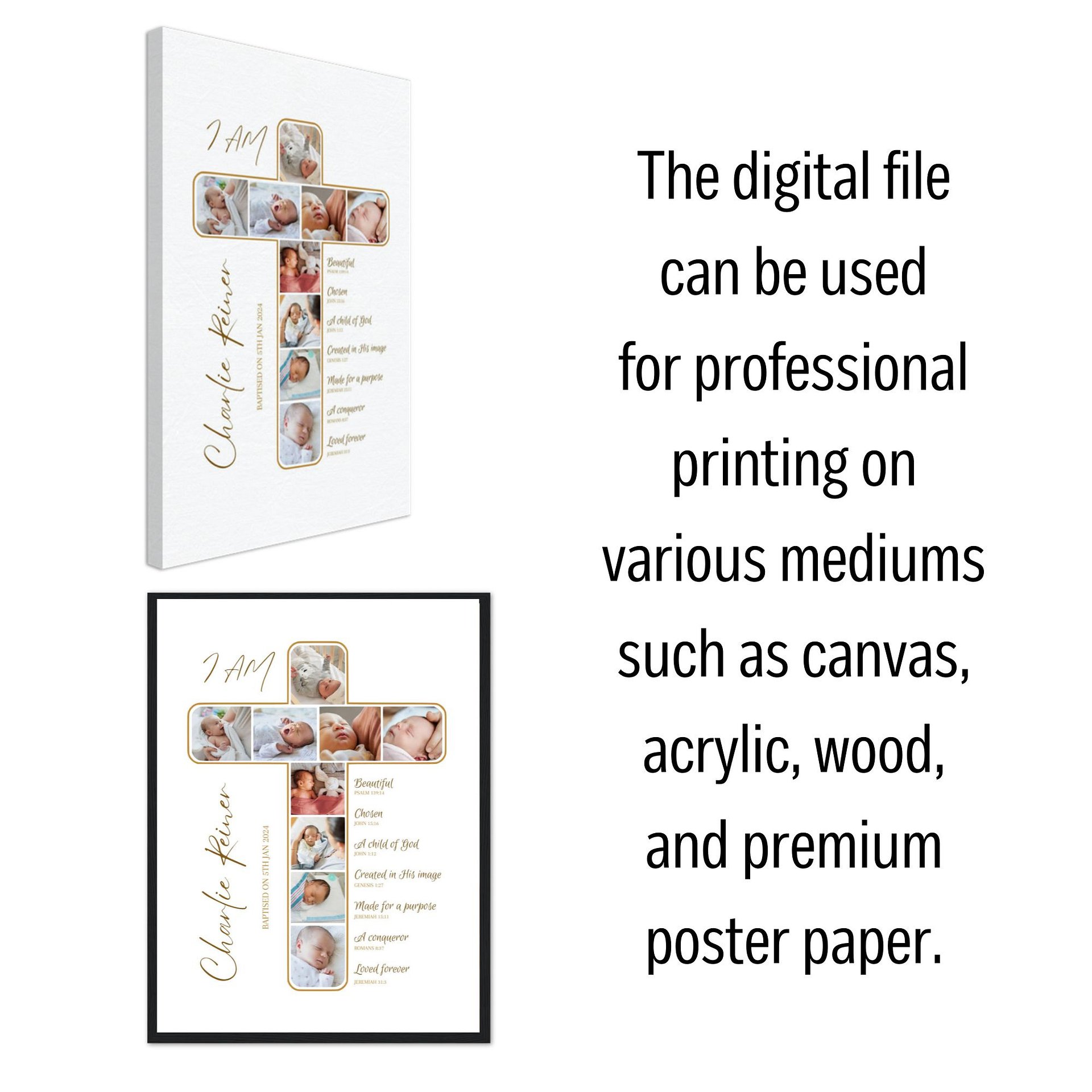 Crucifix Photo Collage Baptism Canva Template product image (6)