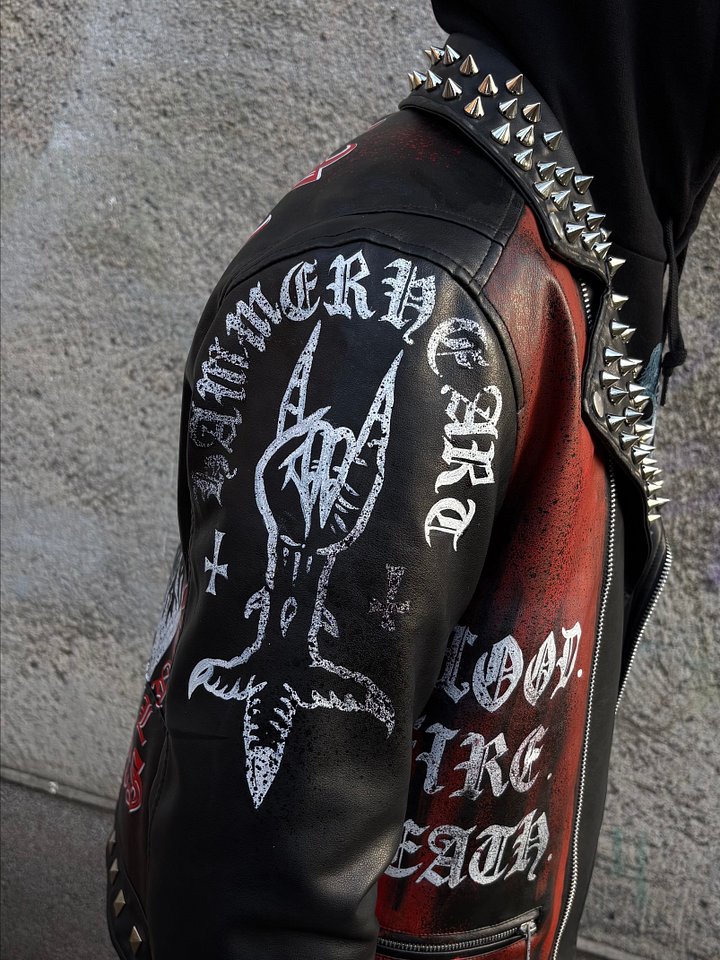 Custom Hand-Painted Leather/Faux Leather Jacket — Bathory "Black Metal Hordes" Edition product image (2)