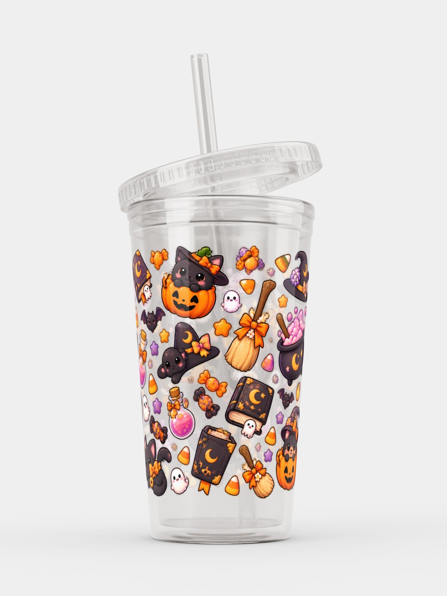 Cute Witch Vibes Clear Dual Wall Tumbler 16 Oz (473 ml) product image (3)