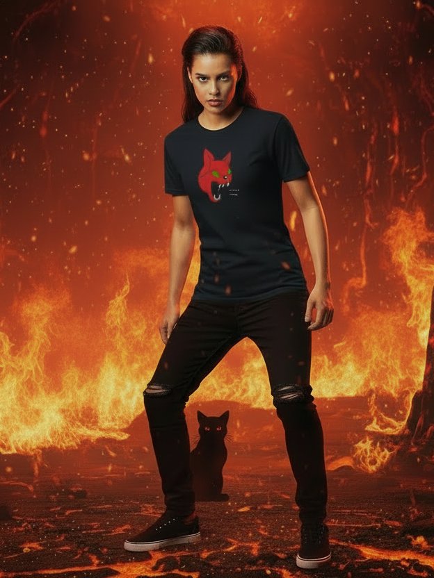 Devilish Cat Logo T-shirt product image (2)
