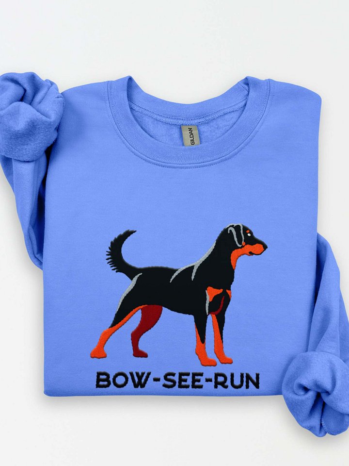 Bow-See-Run Sweatshirt (Embroidered) of a Beauceron(Black & Tan) product image (1)
