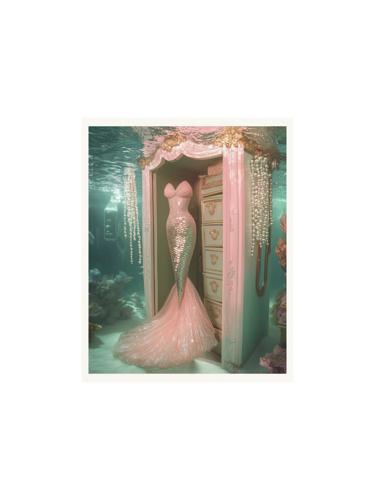 Pink Mermaid Tail Wardrobe Art Print product image (1)